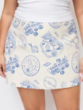 Cotton Mid Rise Fruit Graphic A-line Mini Skirt Curve & Plus