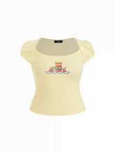 Cotton-blend Fruit Embroidery Bowknot Short Sleeve Tee Curve & Plus