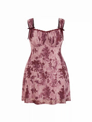 Mesh Sweetheart Neck Floral Lace Trim Knotted Mini Dress Curve & Plus