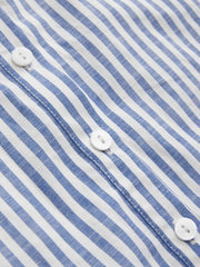 Cotton-blend Polo Collar Striped Draped Mini Dress Curve & Plus