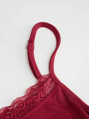 Lace Panel Ruched Henley Cami Top