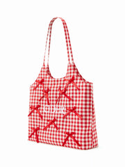CIDER ICON BOWKNOT & GINGHAM TOTE BAG