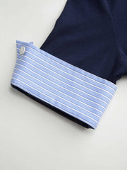 Cotton Collar V-Neck Short Sleeve Two Tone Bodysuit