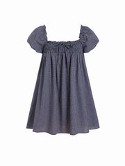 Cotton-blend Gingham Shirred High Rise Mini Dress