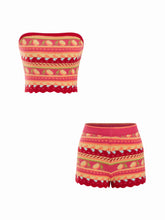 Knit Aztec Flannel Bandeau Tube Top & Mid Rise Micro Shorts Set