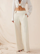 Linen-blend Low Rise Pleated Wide Leg Trousers