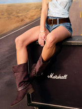 FAUX SUEDE POINTED TOE CHUNKY HEELED BELTED BOOTS