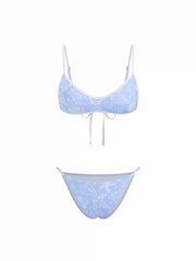 Scoop Neckline Shell & Starfish Graphic Contrast Binding Bracelet Bikini Set With Cover Up Shorts