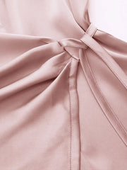 Satin Collar Tie Front Knotted Blouse Curve & Plus