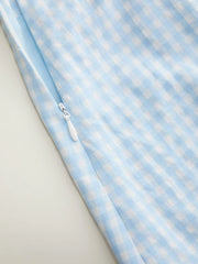 U-neckline Gingham Bowknot Crop Tank Top & Low Rise Mini Skirt Set