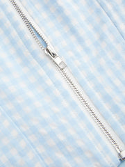 U-neckline Gingham Bowknot Crop Tank Top & Low Rise Mini Skirt Set