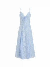 Jacquard V-neck Knotted Cami Flared Maxi Dress