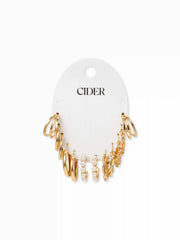 6 PAIRS FAUX PEARL & TWISTED HOOP EARRINGS SET