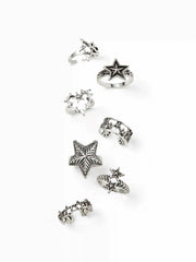 7 PCS ENGRAVED STAR RINGS SE
