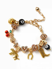 LEOPARD PRINT & BILLIARD BALL & CHERRY BRACELET