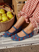 CHERRY EMBROIDERED MARY JANE FLATS