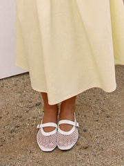FAUX LEATHER MESH MARY JANE FLATS
