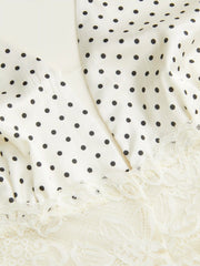 Satin Polka Dot V-neck Lace Panel Mermaid Maxi Dress