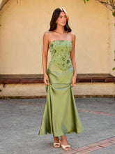 Lace Sculptural Embroidery Floral Corset Top & High Rise Mermaid Maxi Skirt Set