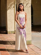 Chiffon Bandeau Floral Backless Mermaid Maxi Dress