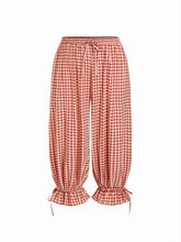 Cotton-blend Gingham Adjustable Drawstring Hem Balloon Pants Curve & Plus