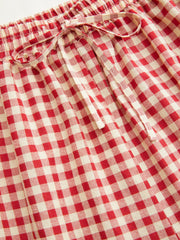 Cotton-blend Gingham Adjustable Drawstring Hem Balloon Pants Curve & Plus