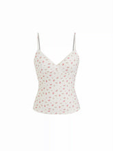 Cotton-blend Floral V-neck Lace Trim Cami Top