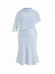 Satin High Neck Cape Sleeve Maxi Dress Curve & Plus