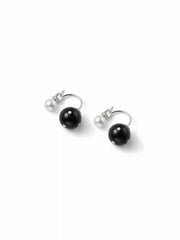 POLKA DOT & FAUX PEARL STUD EARRINGS