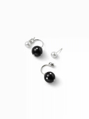POLKA DOT & FAUX PEARL STUD EARRINGS