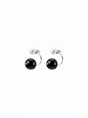 POLKA DOT & FAUX PEARL STUD EARRINGS