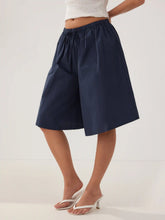 Cotton Mid Rise Drawstring Oversized Bermuda Shorts