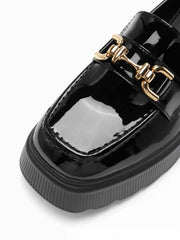 BUCKLE CHUNKY HEEL LOAFERS