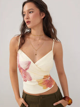 Floral V-neck Ruched Wrap Cami Top