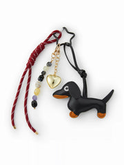 DOG & HEART & BEADED KEYCHAIN