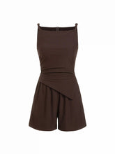 Square Neck Zipper Back Pocket Romper