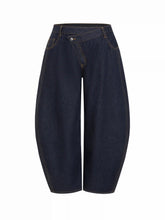 Denim Washed Mid Rise Barrel-leg Jeans Curve & Plus