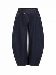 Denim Washed Mid Rise Barrel-leg Jeans Curve & Plus