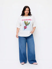 Cotton Radish Fruit Graphic Oversized Short Sleeve Tee Curve & Plus