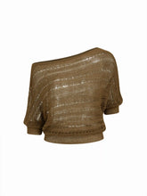 Knit Asymmetrical Neckline Middle Sleeve Top