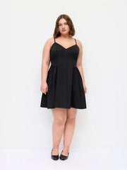 V-neck Ruched Mid Rise Shirred Flared Mini Dress Curve & Plus