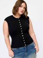 Round Neck Button Front Tank Top Curve & Plus