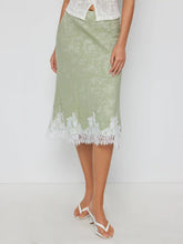 Jacquard Mid Rise Floral Lace Trim Mermaid Midi Skirt