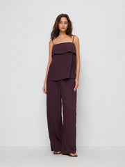 Square Neck Oversized Cami Top & Mid Rise Wide Leg Trousers Set