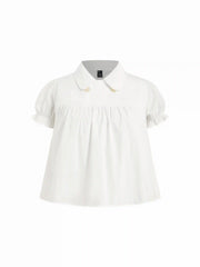 Cotton-blend Plaid Puff Sleeve Blouse Curve & Plus