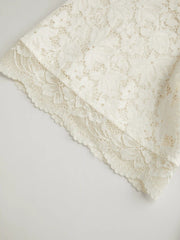 V-Neck Guipure Lace Ruffle Sleeve Crop Top Curve & Plus
