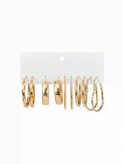 5 PAIRS HEART & CIRCLE HOOP EARRINGS SET