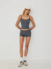 Striped Scoop Neck Cami Top & Low Rise Straight Leg Shorts Set