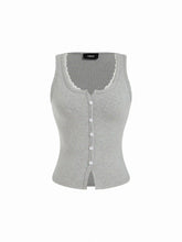 Cotton-blend Scoop Neck Lace Trim Tank Top