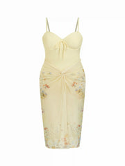 Sweetheart Tie Front One-piece Swimsuit With Floral Sarong Curve & Plus